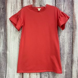 Forever 21 Girls Coral Ruffle Sleeve Tunic Dress Size Young Girls 13/14  #5007
